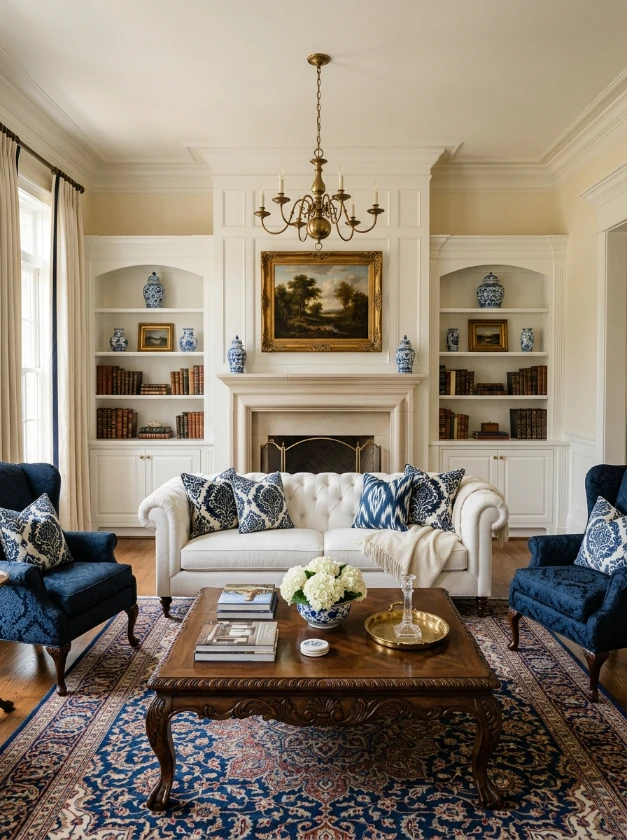 Blue and White Living Room Ideas for a Fresh, Timeless Space