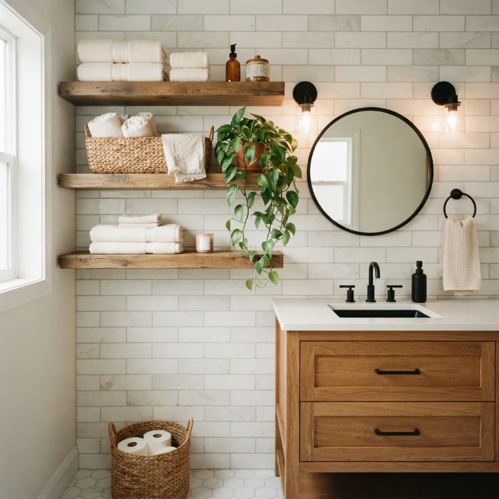 The Exact Modern Farmhouse Bathroom Details That Make Homes Look Pinterest-Perfect