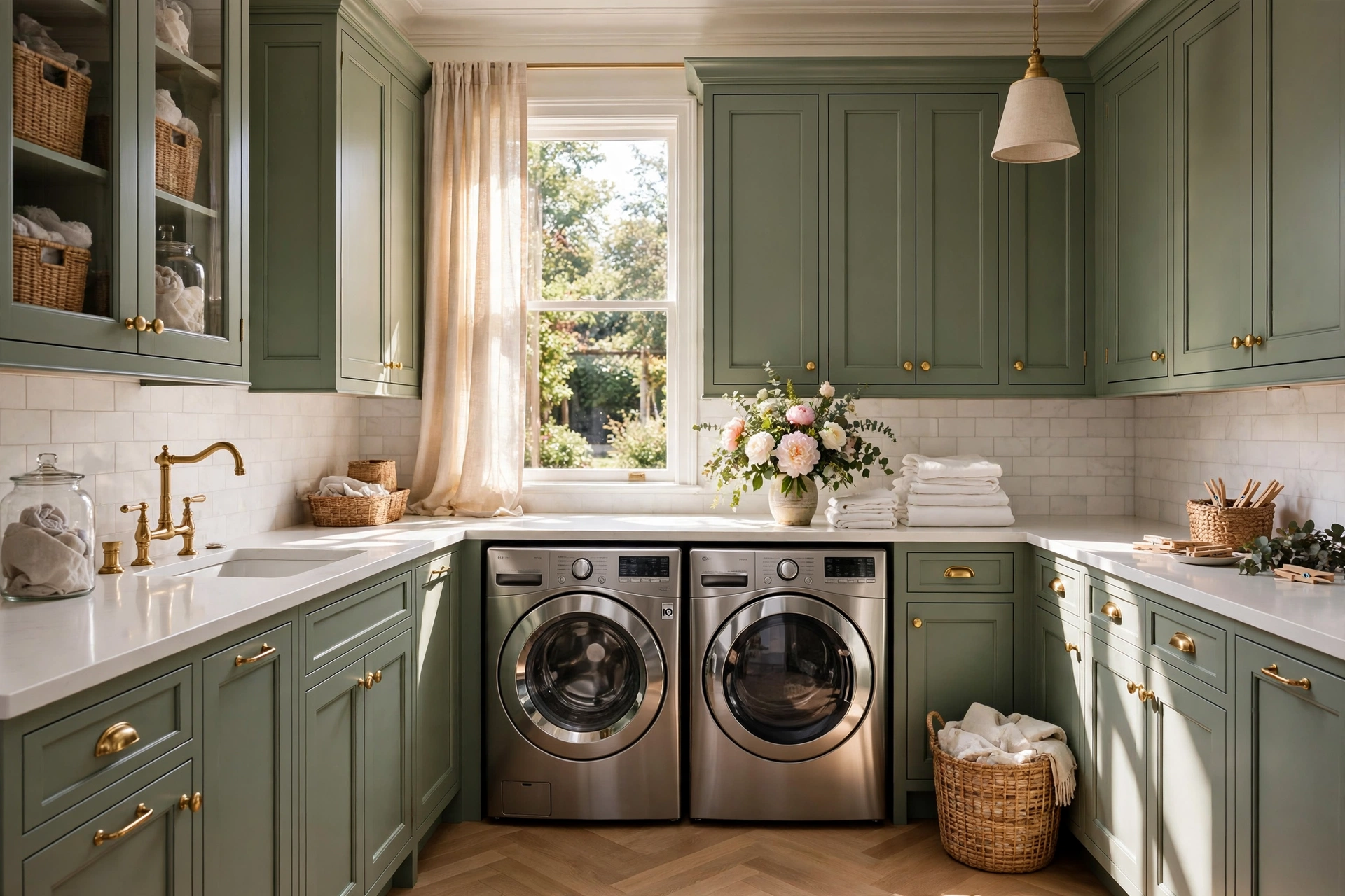 Green Laundry Rooms: 12 Stunning Ideas That Make Chores Feel Like a Treat ♥ [Fresh & Fabulous]