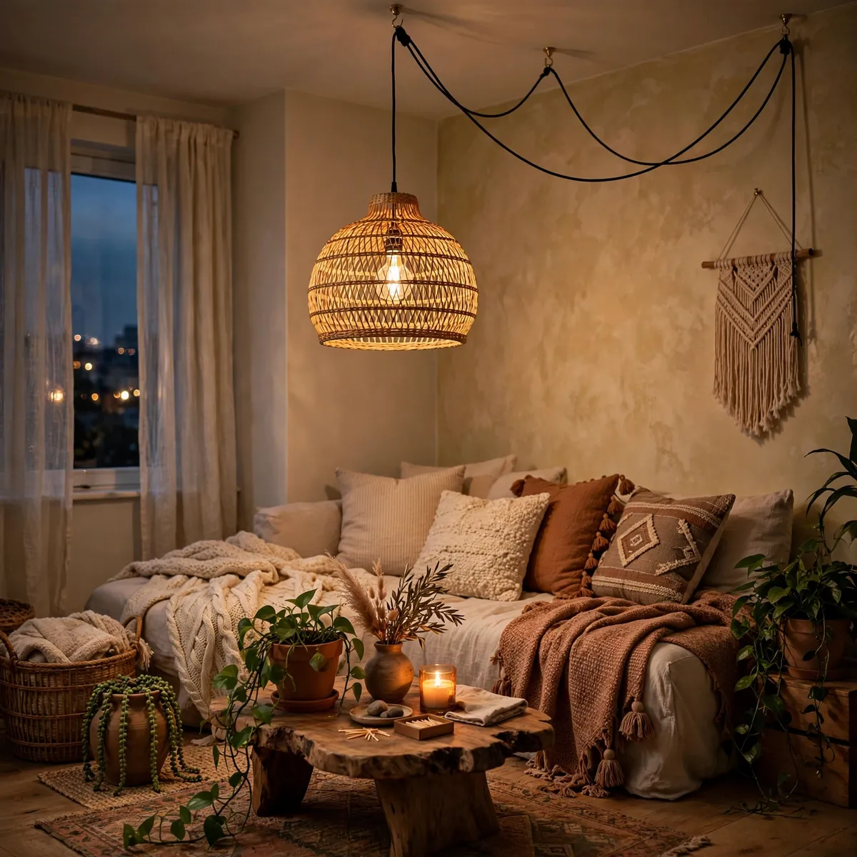 boho apartment: Warm It Up With a Woven Pendant Light