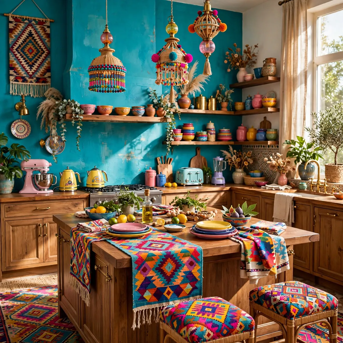 boho kitchen ideas: Zone the Room With One Big Color Move