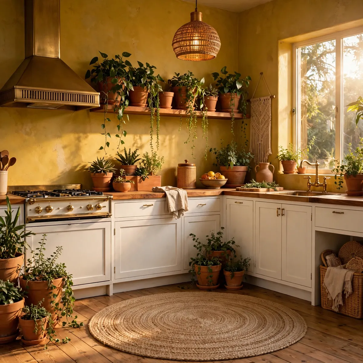 boho kitchen ideas: Paint the Walls Sun-Baked Mustard