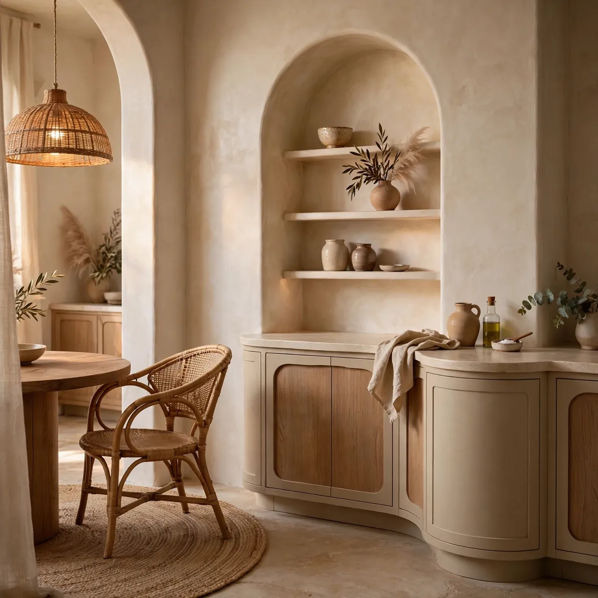 boho kitchen ideas: Soften Corners With Curves