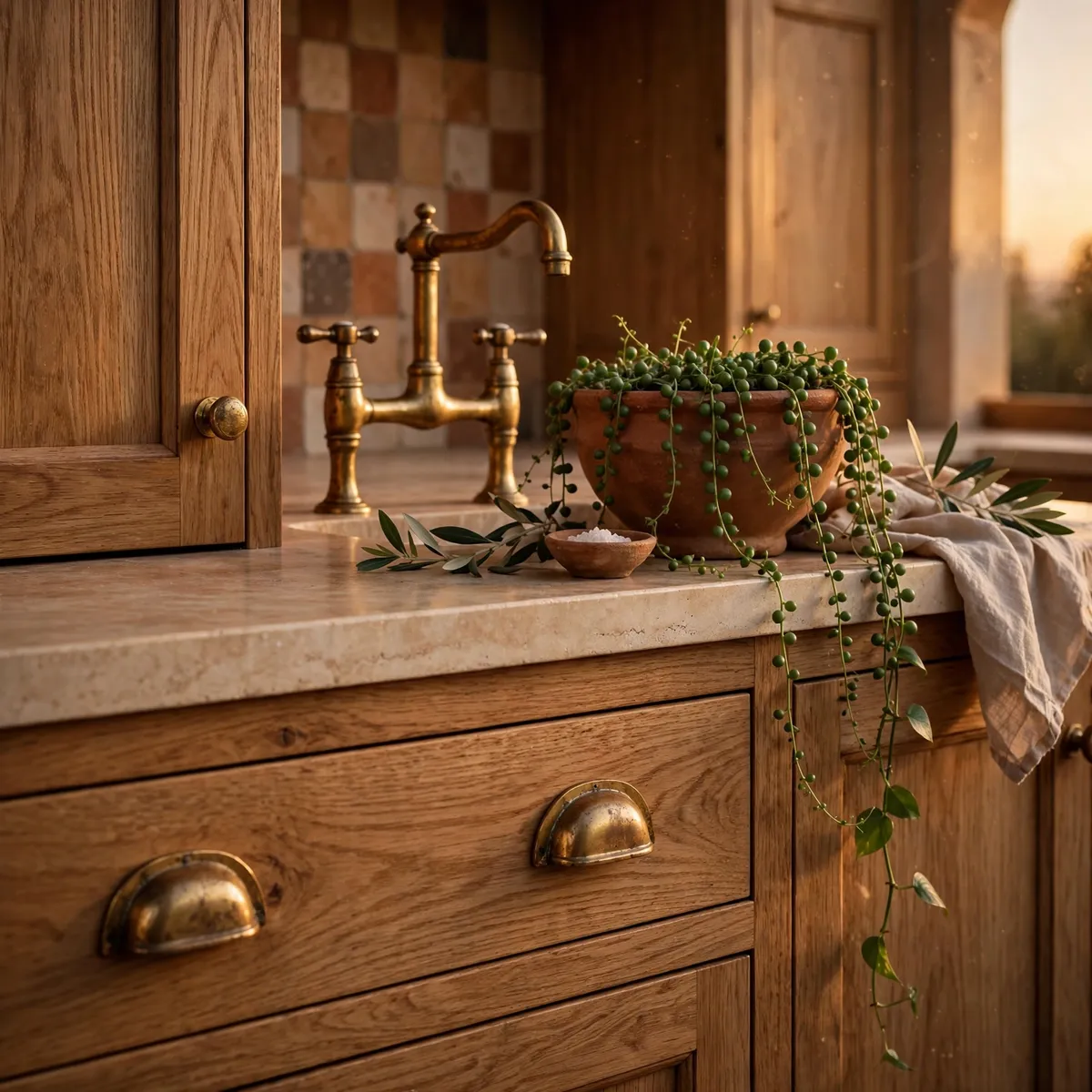 boho kitchen ideas: Warm It Up With Brass Hardware