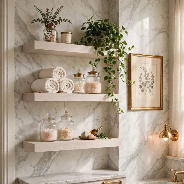 12 Beautiful Bathroom Shelf Decor Ideas That Look Effortlessly Luxurious