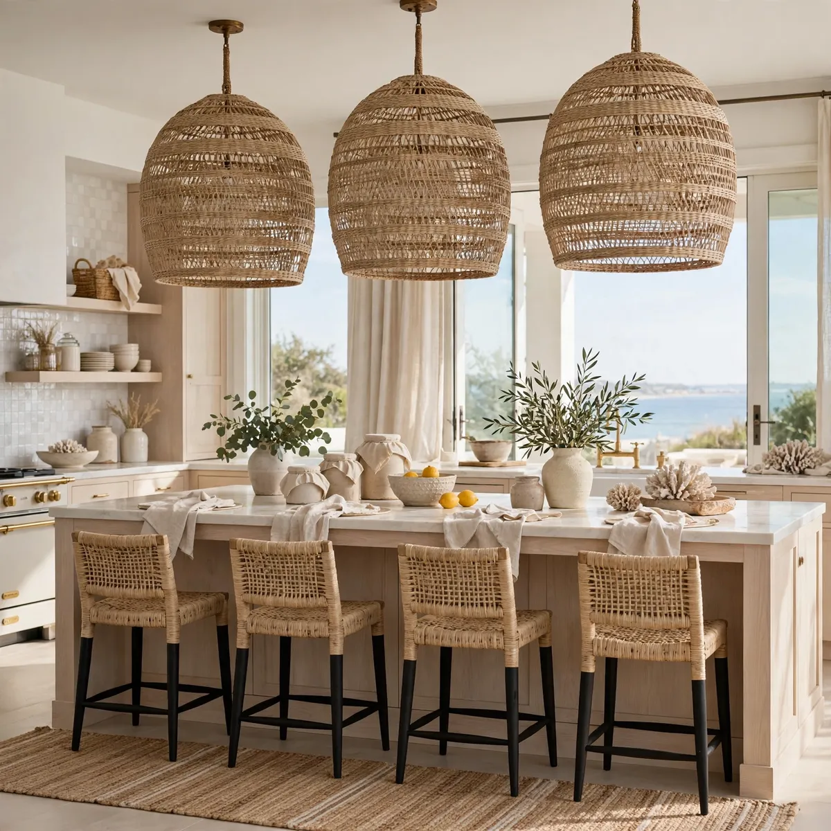 coastal kitchen ideas: Let Woven Textures Soften the Room