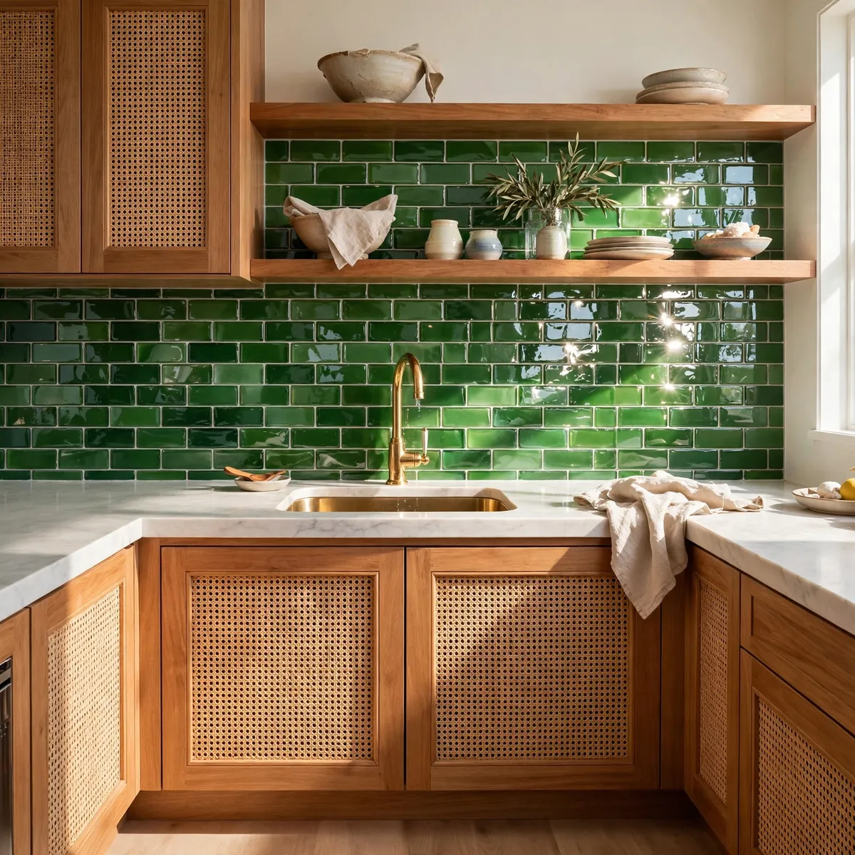 coastal kitchen ideas: Brighten a Small Kitchen With Sea-Glass Tile
