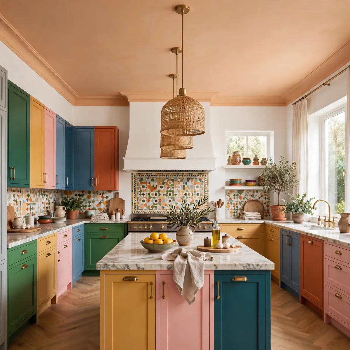 colorful kitchen ideas: Paint the Ceiling a Surprise Color