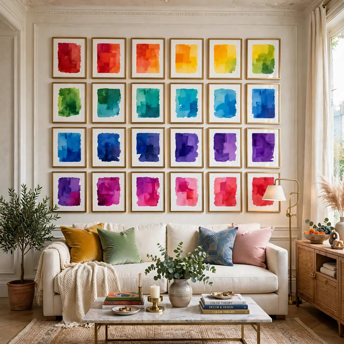 colorful sitting room ideas: Rainbow Gallery Wall