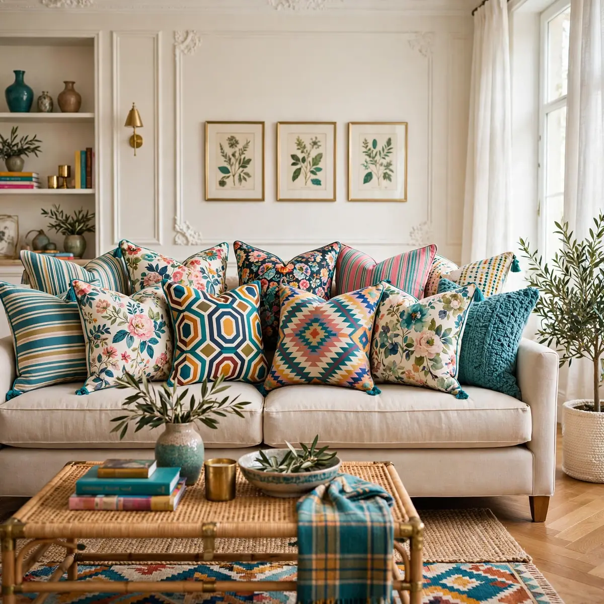 colorful sitting room ideas: Multicolor Throw Pillows