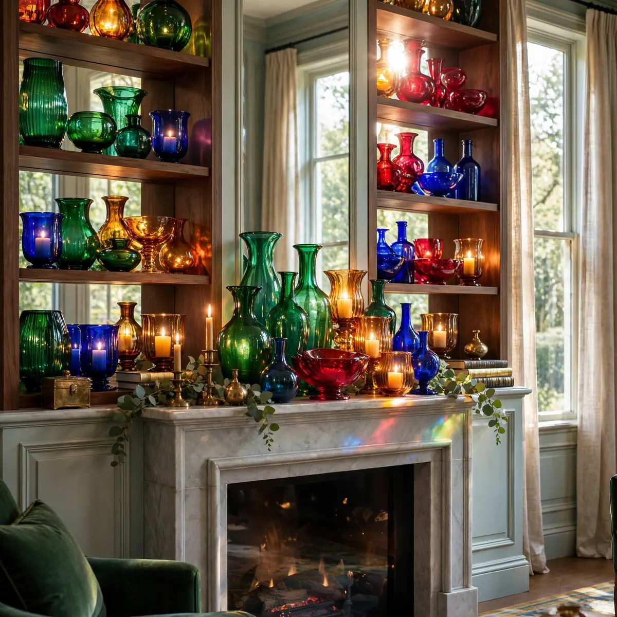 colorful sitting room ideas: Colorful Glass Accents
