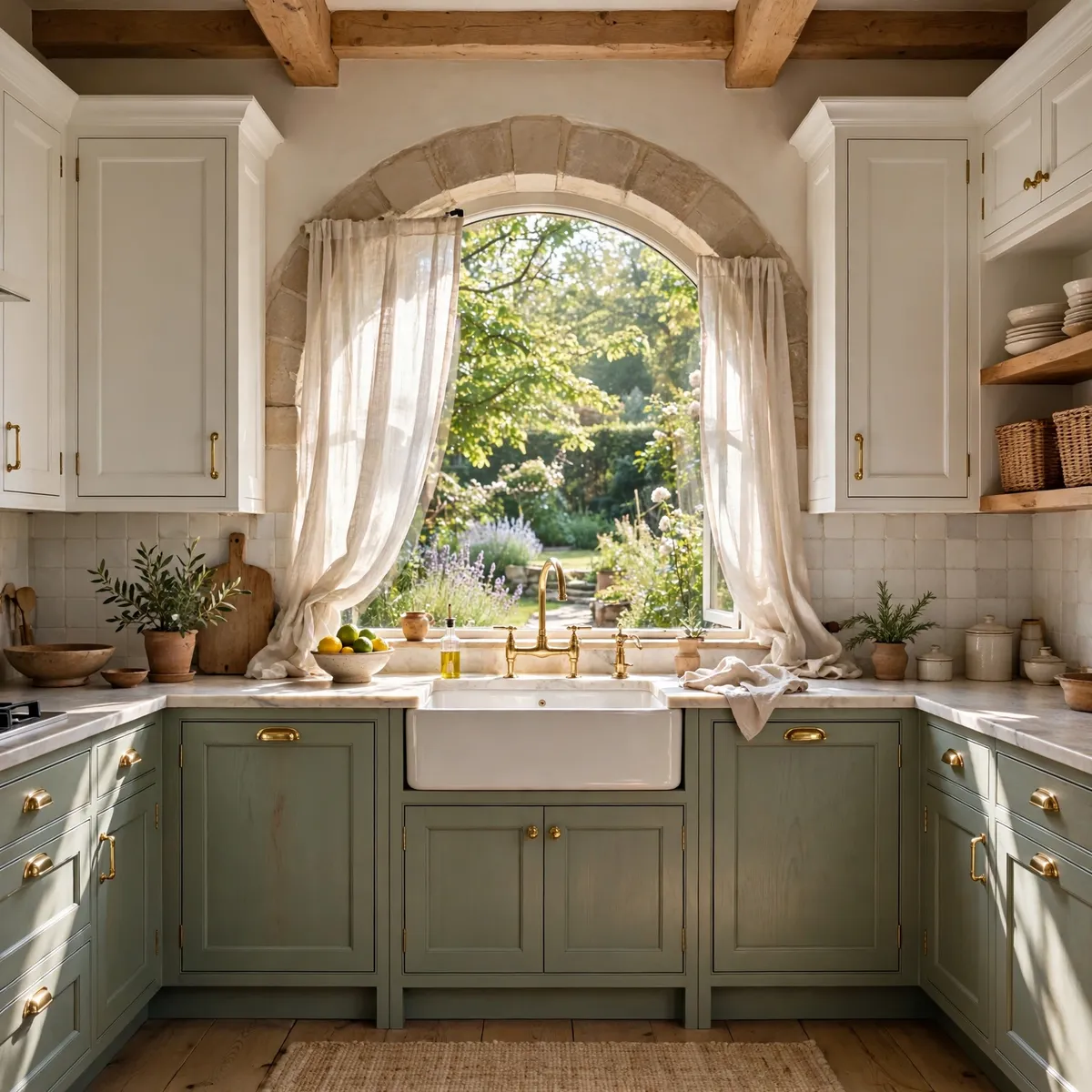 cottage kitchen ideas: Frame the Outdoors With an Arched Window