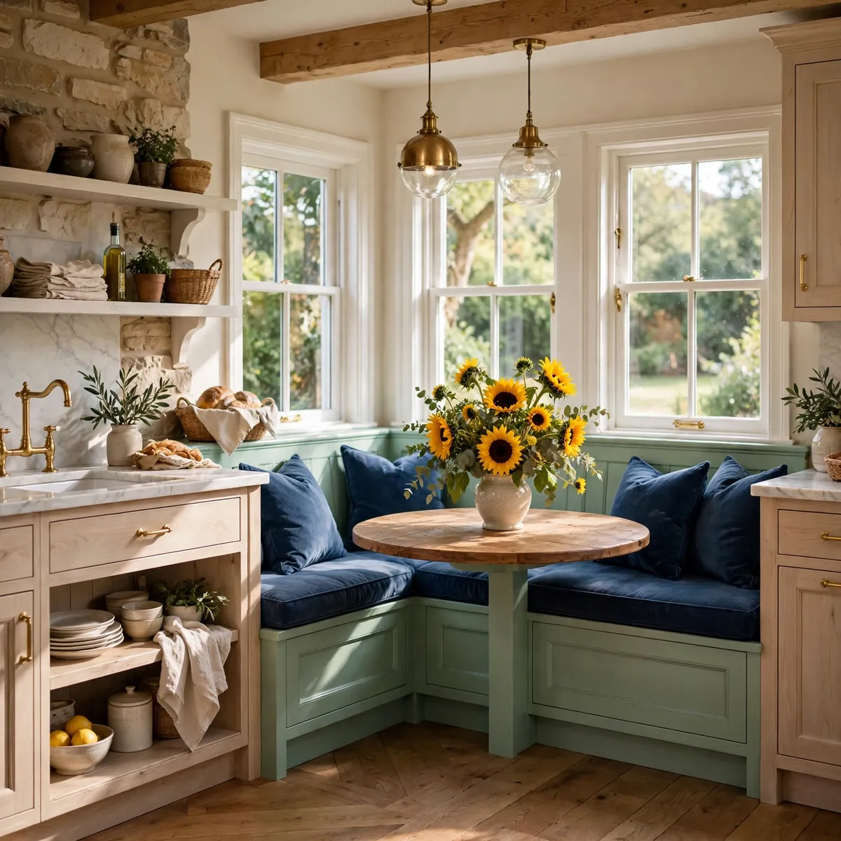 cottage kitchen ideas: Build a Mint Nook With a Sunflower Welcome
