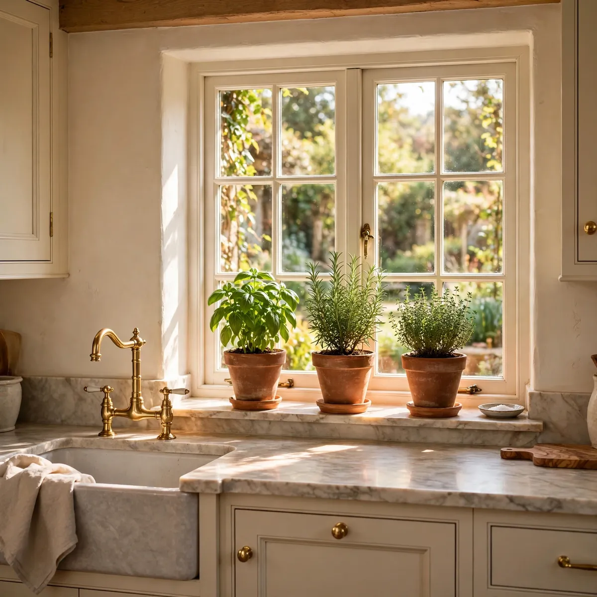 cottage kitchen ideas: Grow Herbs on the Windowsill