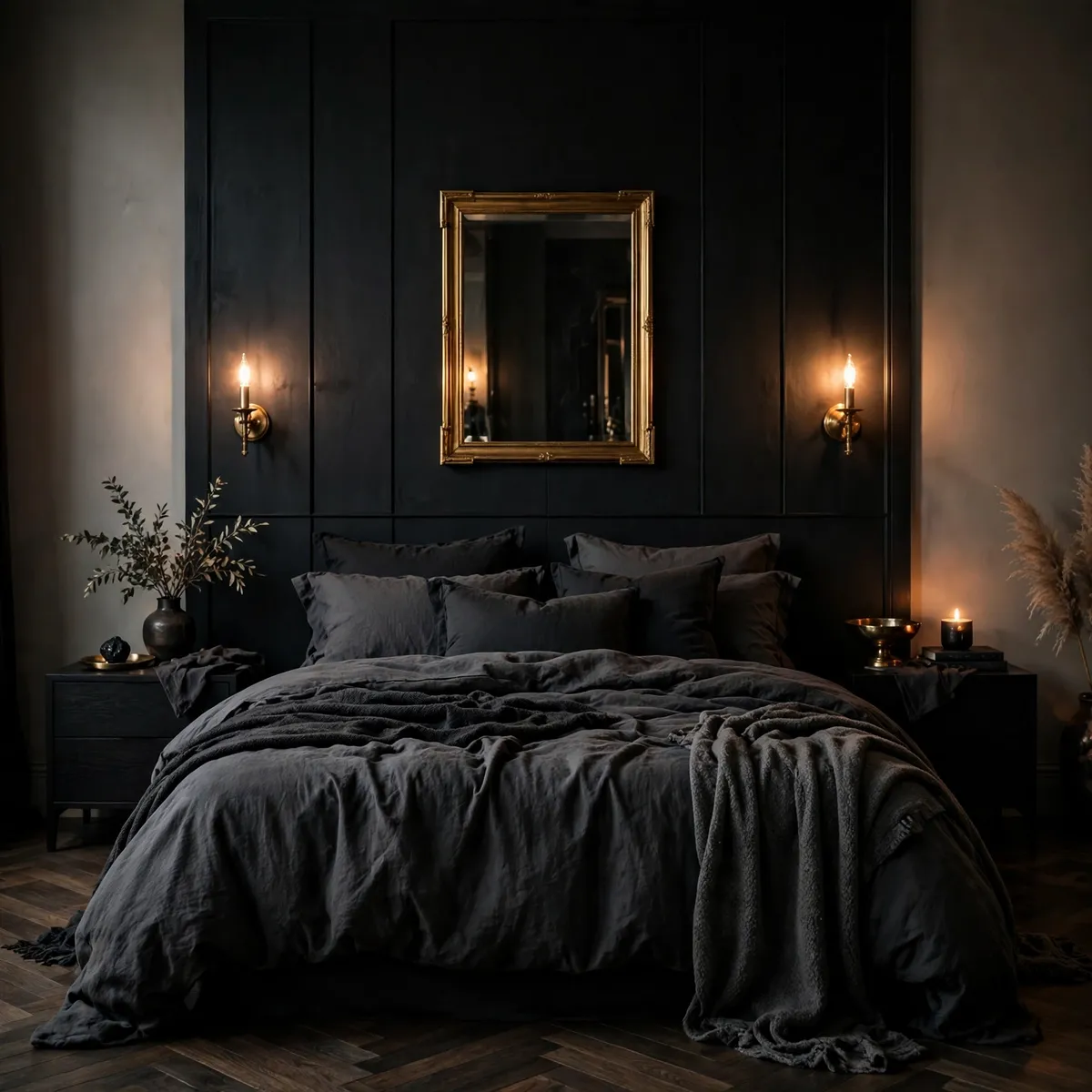edgy bedroom ideas: Paint One Wall Pure Black