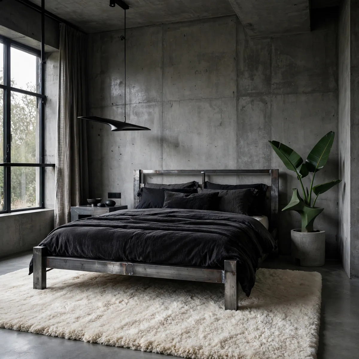 edgy bedroom ideas: Use Concrete and Steel Like Brutalists Do