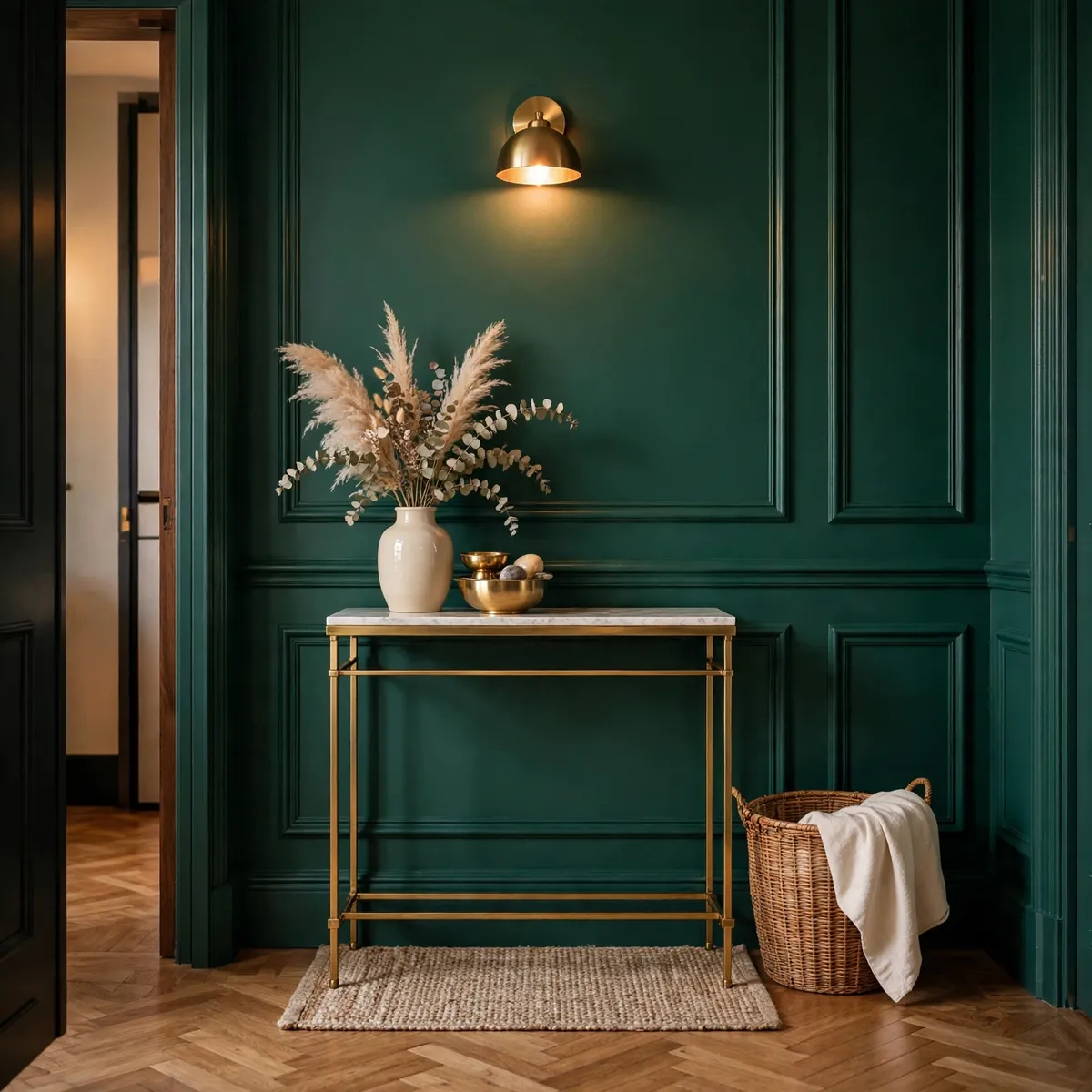 small entryway decor ideas: bold accent wall color in a small entryway