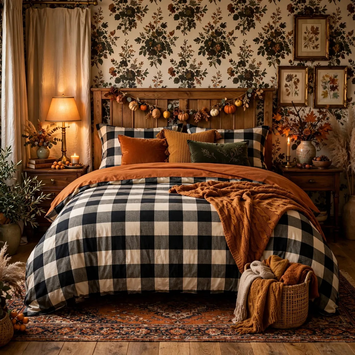 fall bedroom decor: Go Full Buffalo Check for Maximum Cozy