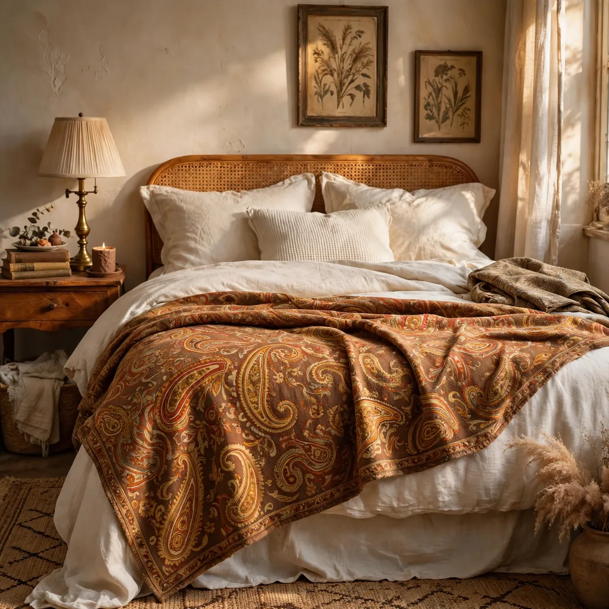 fall bedroom decor: Hunt Down a Vintage Paisley Throw