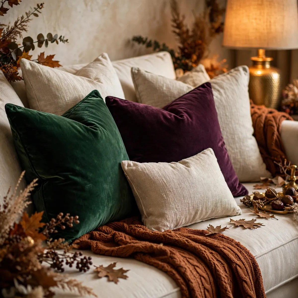 fall living room decor: Add a Velvet Moment in Jewel Tones