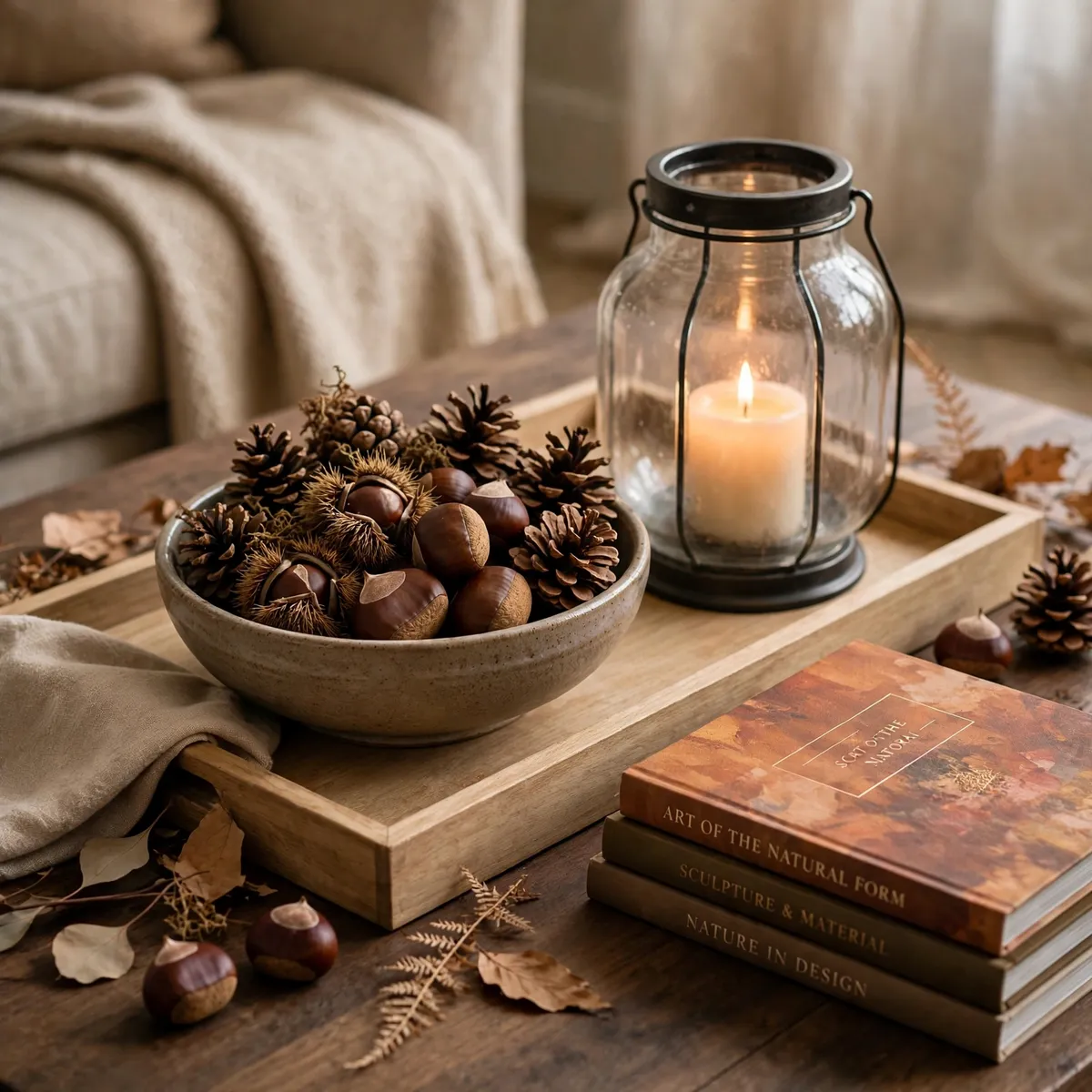 fall living room decor: Style the Coffee Table Like a Mini Harvest Still Life