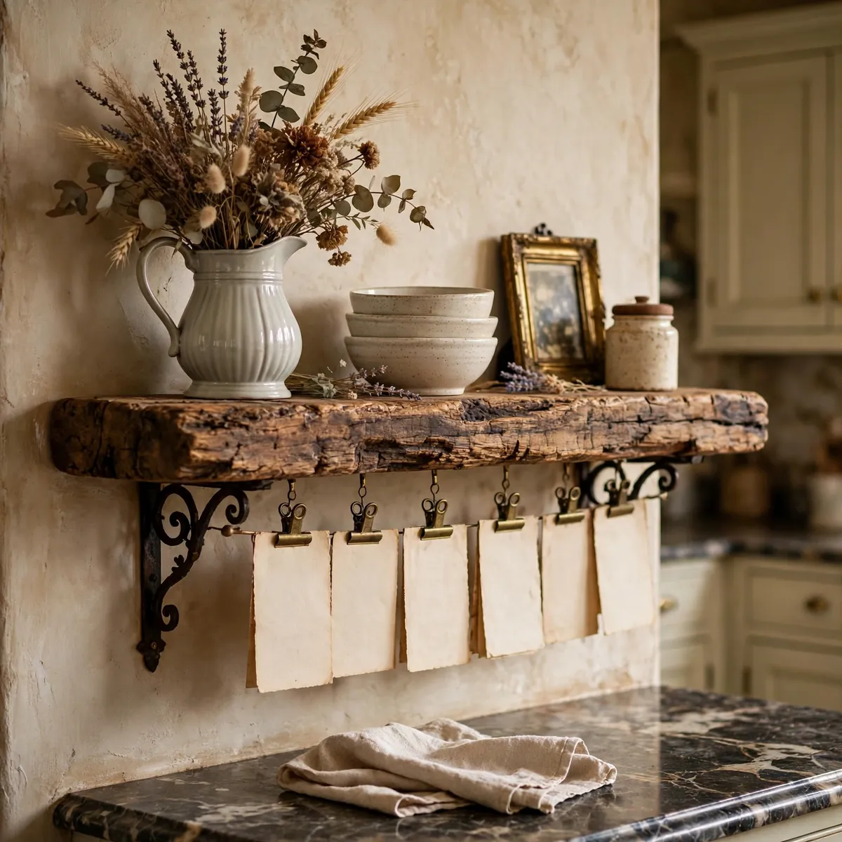 grandmacore kitchen: Style One Rustic Shelf With Heirloom Accents