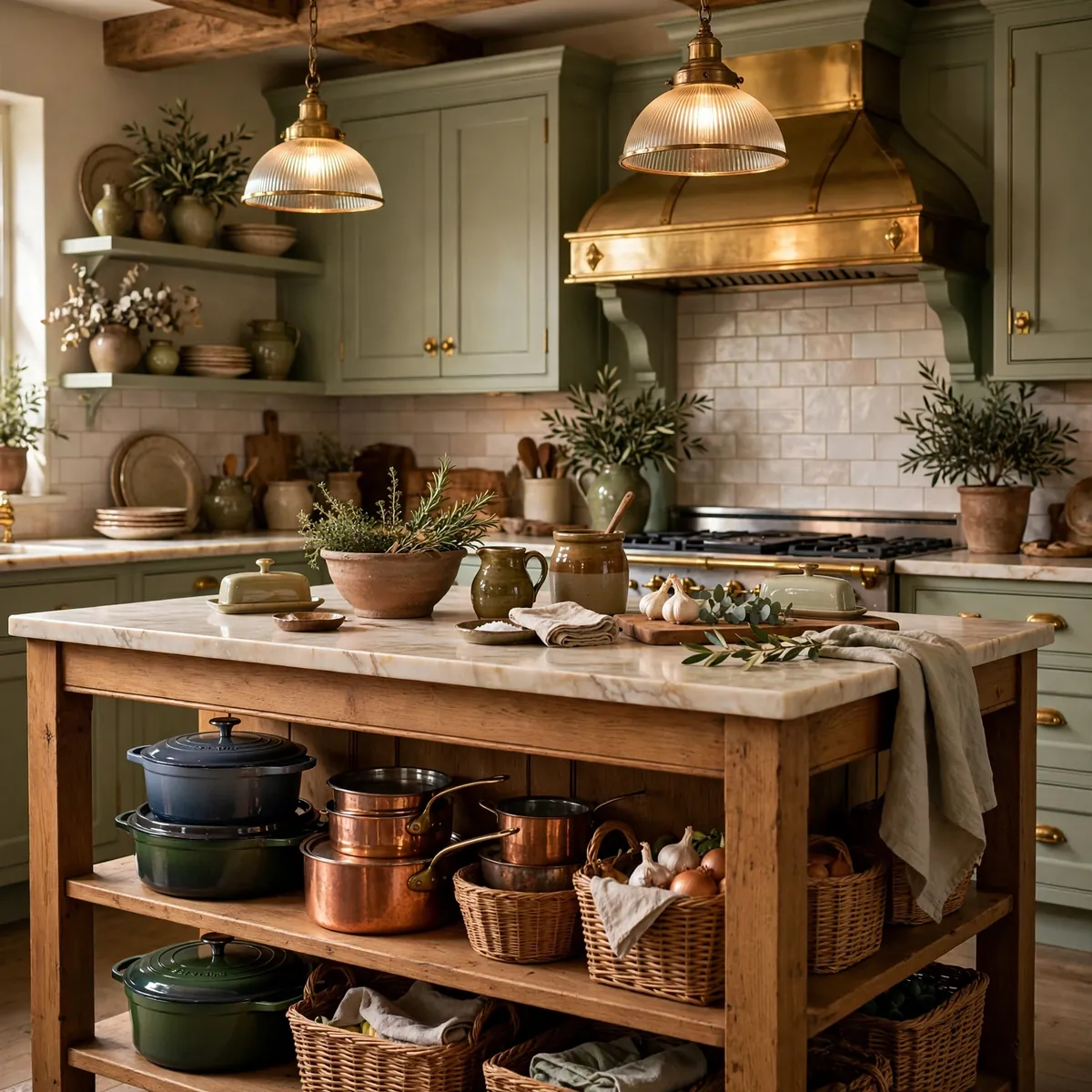 grandmacore kitchen: Give the Island Open Rustic Storage
