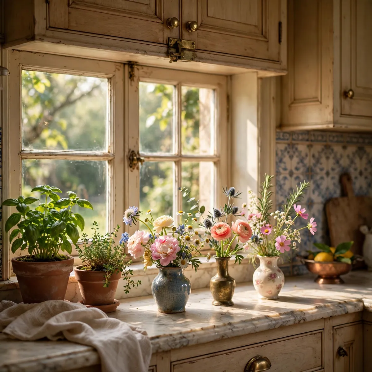 grandmacore kitchen: Keep Fresh Flowers and Herbs on the Sill