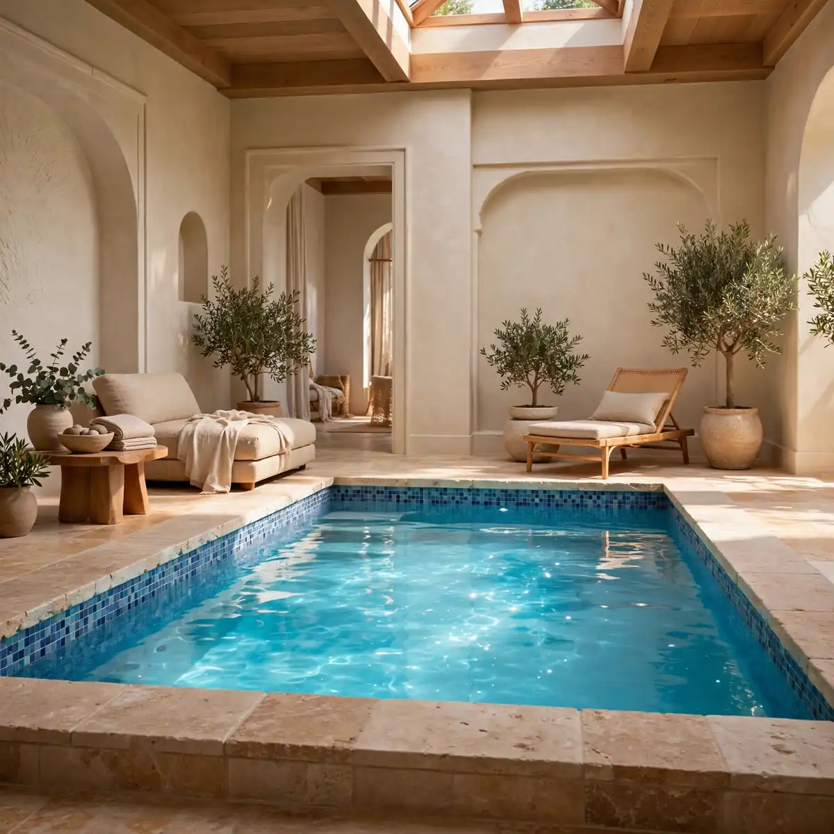indoor pool ideas: Mosaic Tile Indoor Pool Elegance
