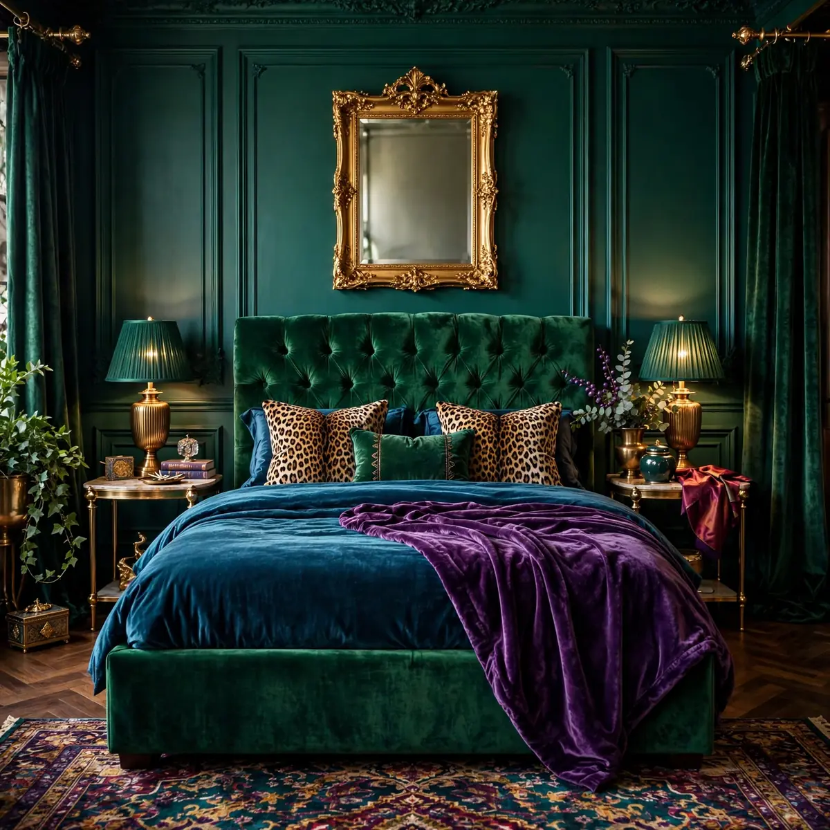 leopard print bedroom ideas: Jewel Tones and Leopard