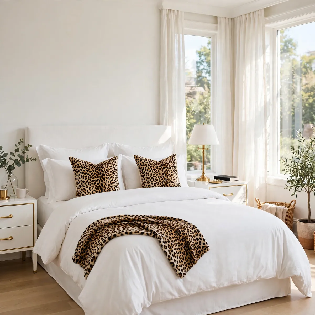 leopard print bedroom ideas: White and Leopard Freshness