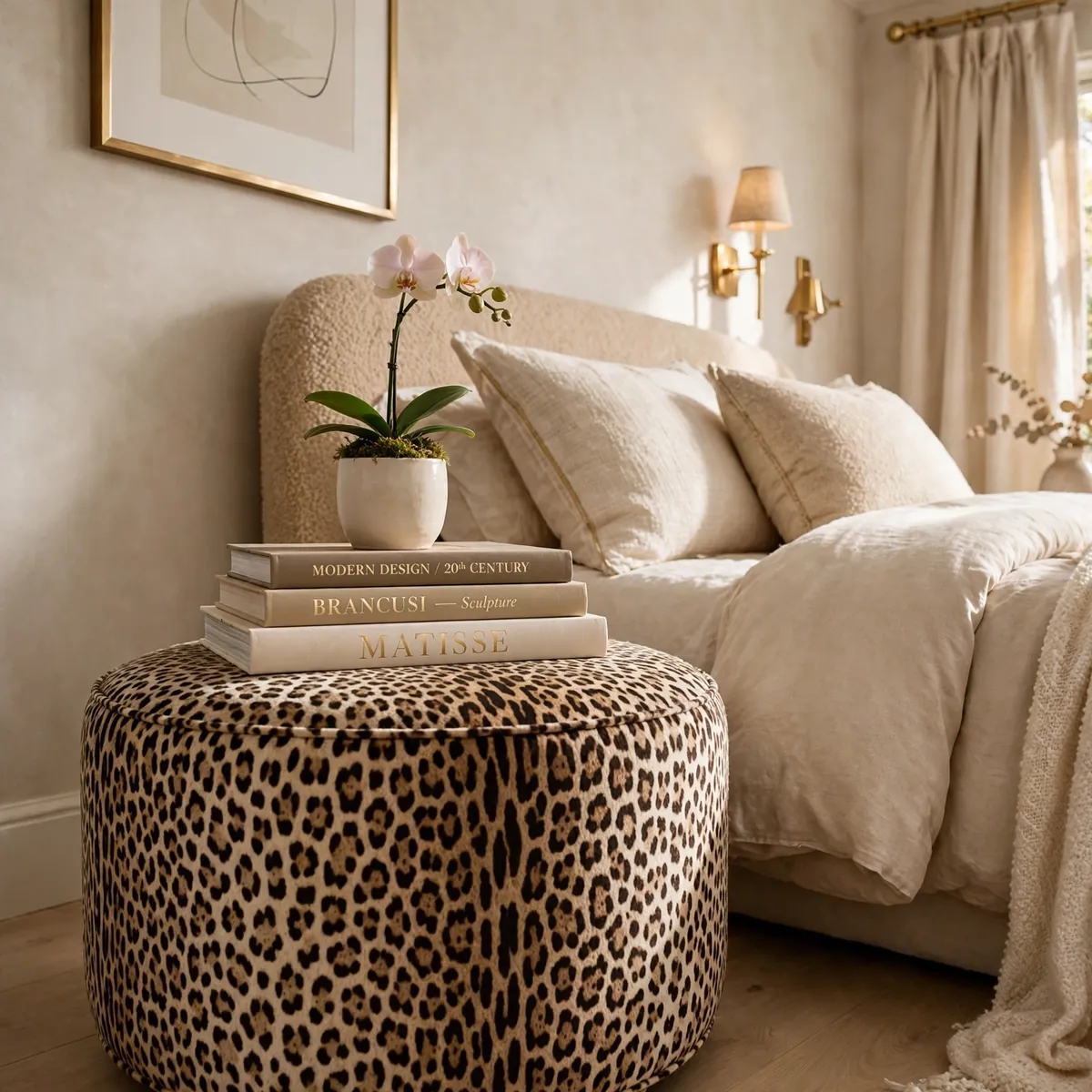 leopard print bedroom ideas: Leopard Ottoman Detail
