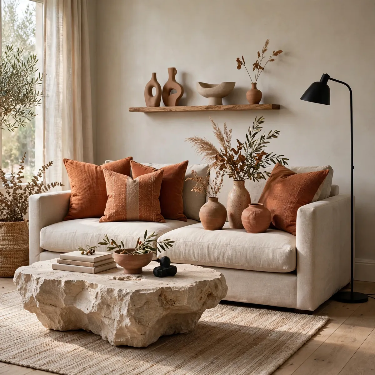 living room color psychology: Terracotta Accents for Creative Warmth