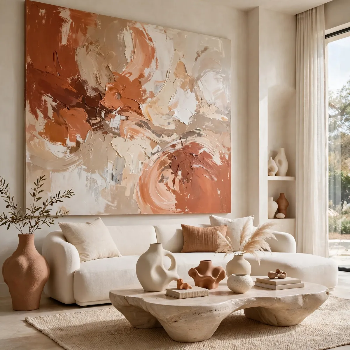 living room wall art ideas: Go Oversized With One Statement Anchor