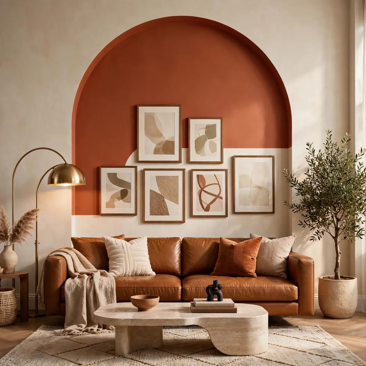 living room wall art ideas: Paint a Bold Color Block Behind Art