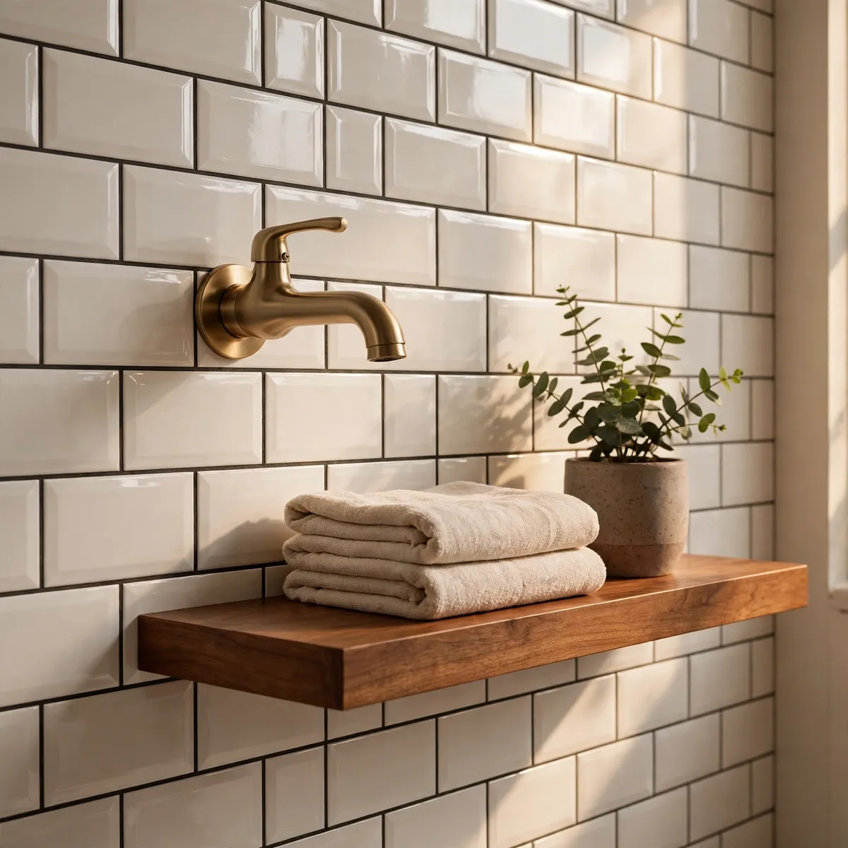 mid century modern bathroom: Set White Subway Tile Against Dark Grout