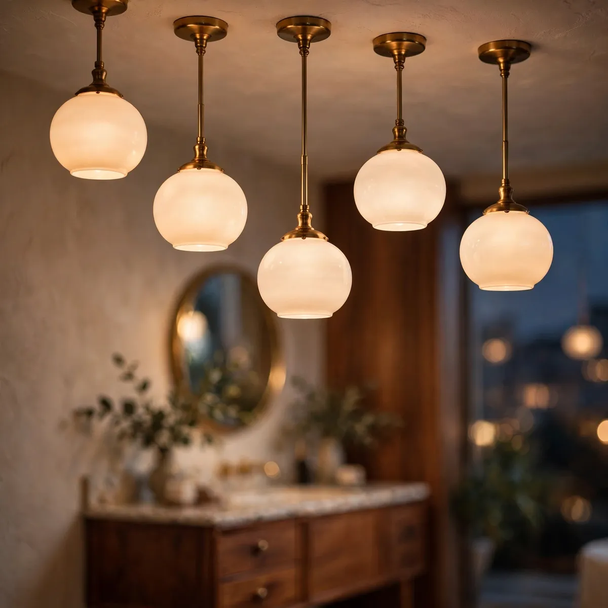 mid century modern bathroom: Layer Opal Globe Lighting