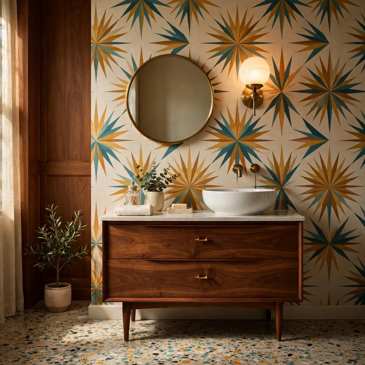 mid century modern bathroom: Repeat One Starburst Motif, Sparingly