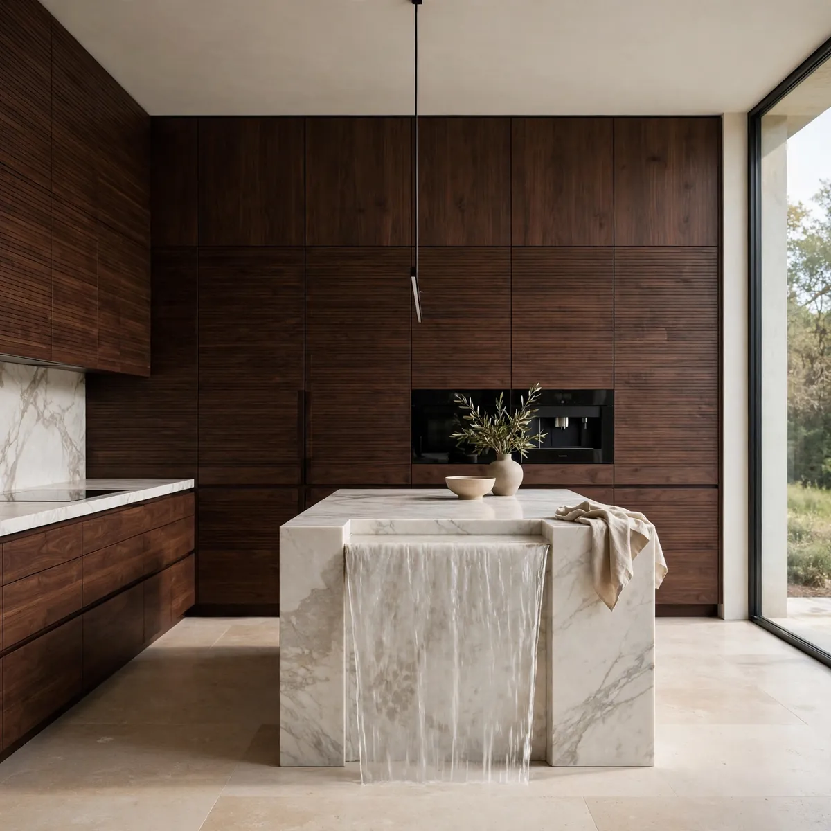 minimalist kitchen ideas: Let One Rich Wood Carry the Room