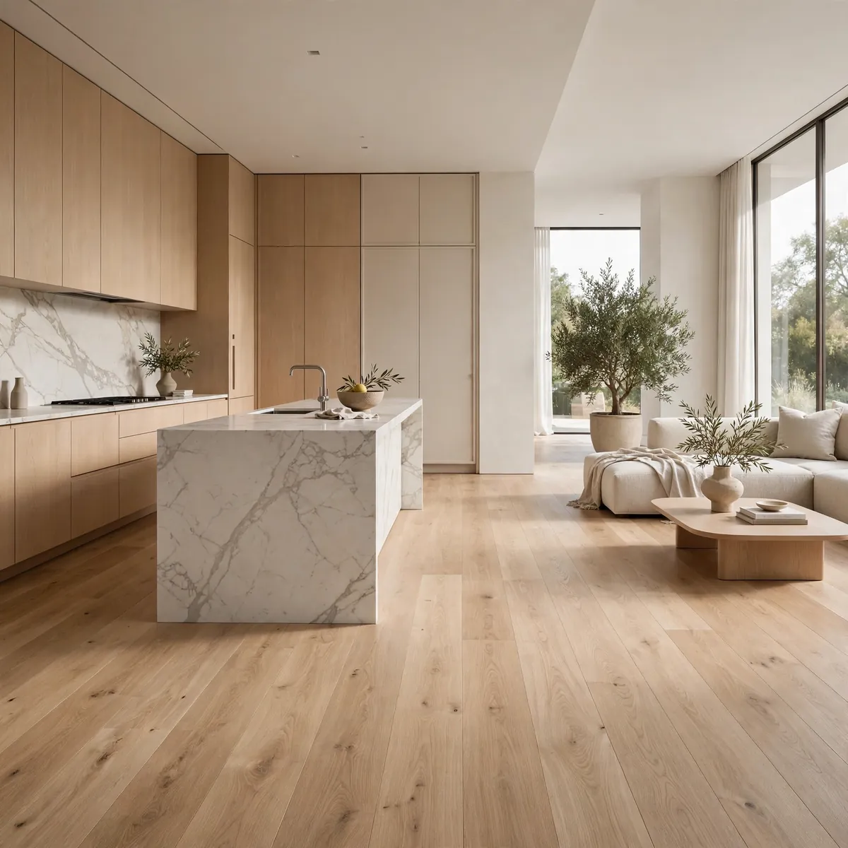 minimalist kitchen ideas: Keep Flooring Seamless