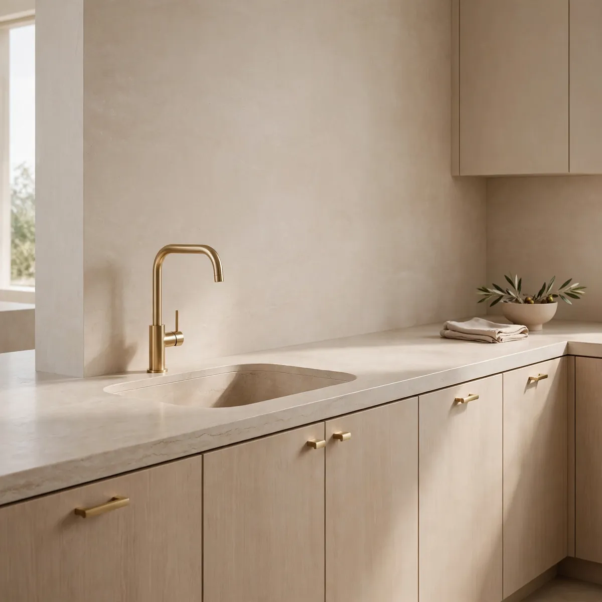 minimalist kitchen ideas: Match the Sink and Faucet Quietly