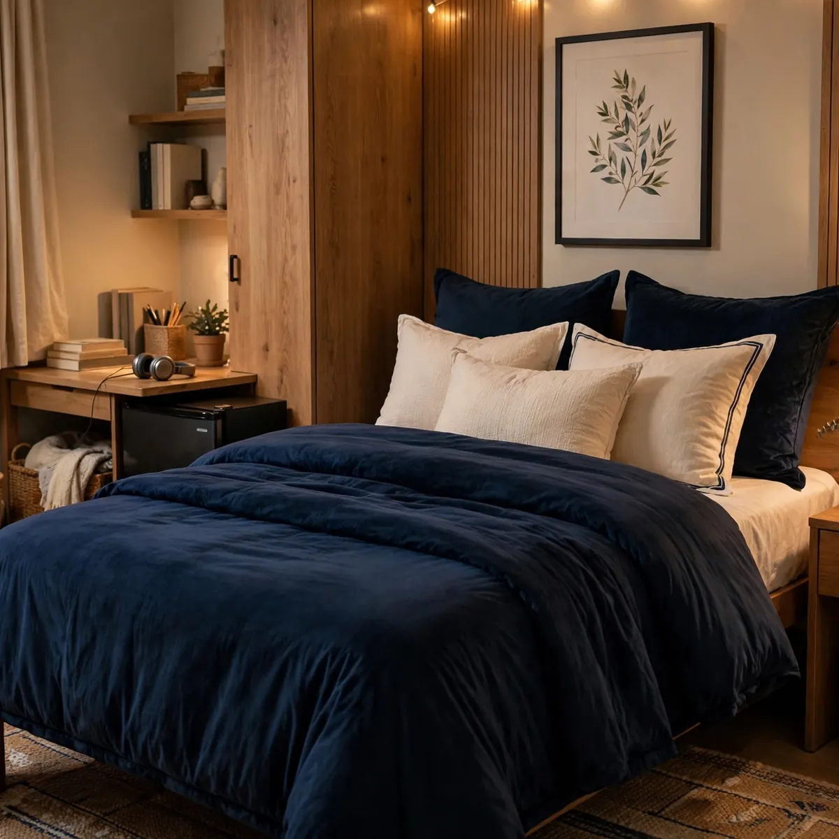 navy blue dorm room ideas: Midnight Blue Bedding Set