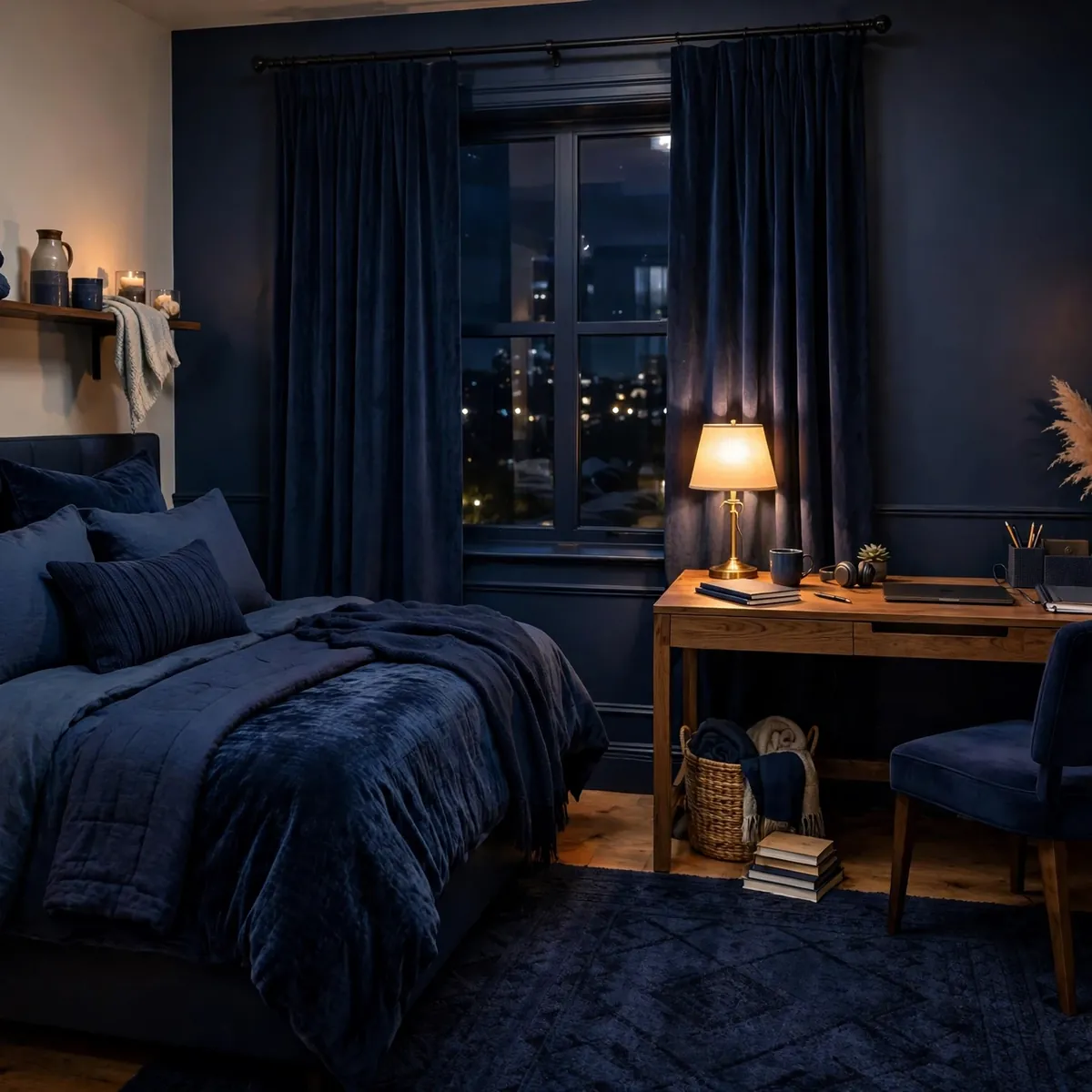 20 Dreamy Navy Blue Dorm Room Ideas You’ll Love ♥ [Midnight Study]