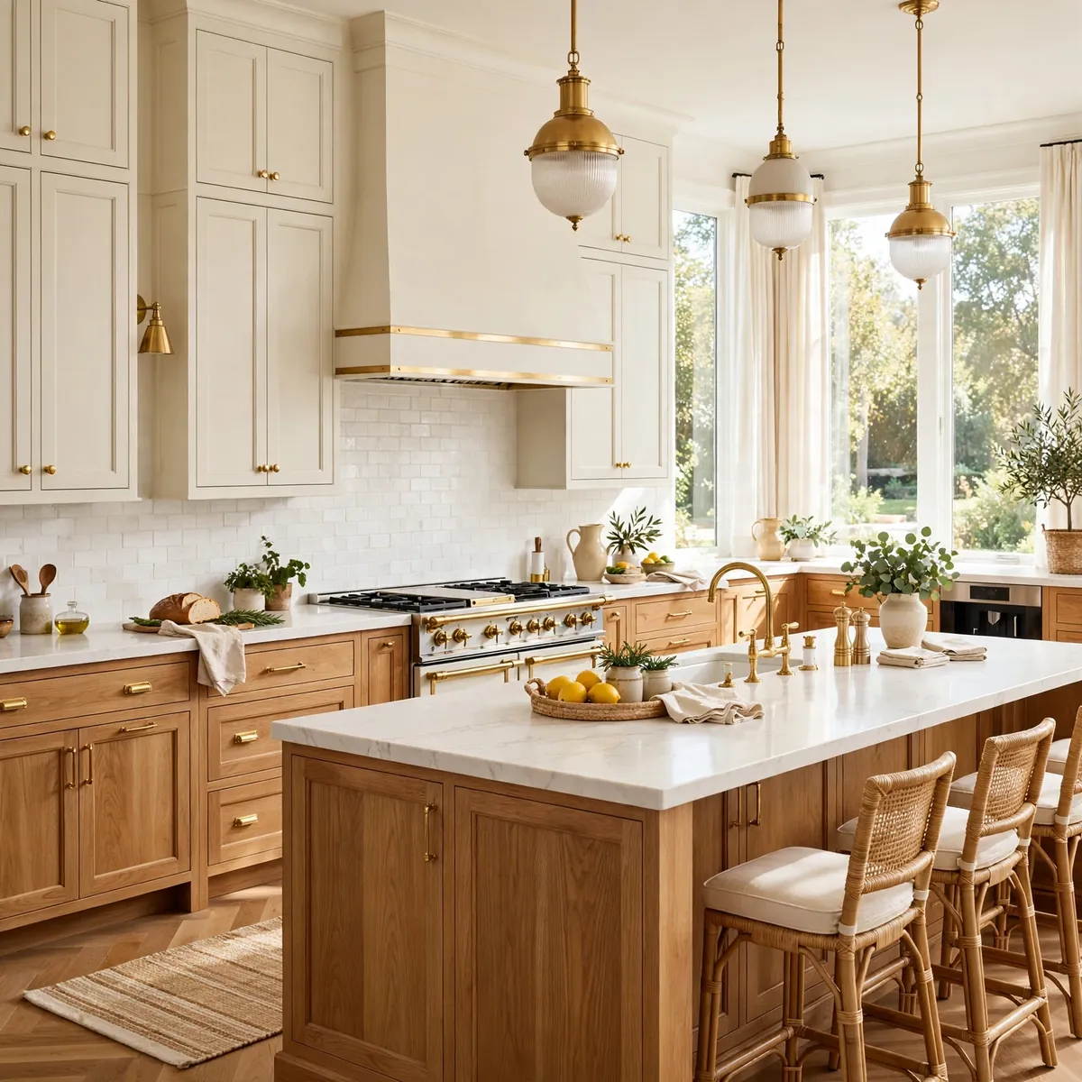 Honey oak kitchen cabinets: Split the Tones: Cream Uppers, Oak Lowers