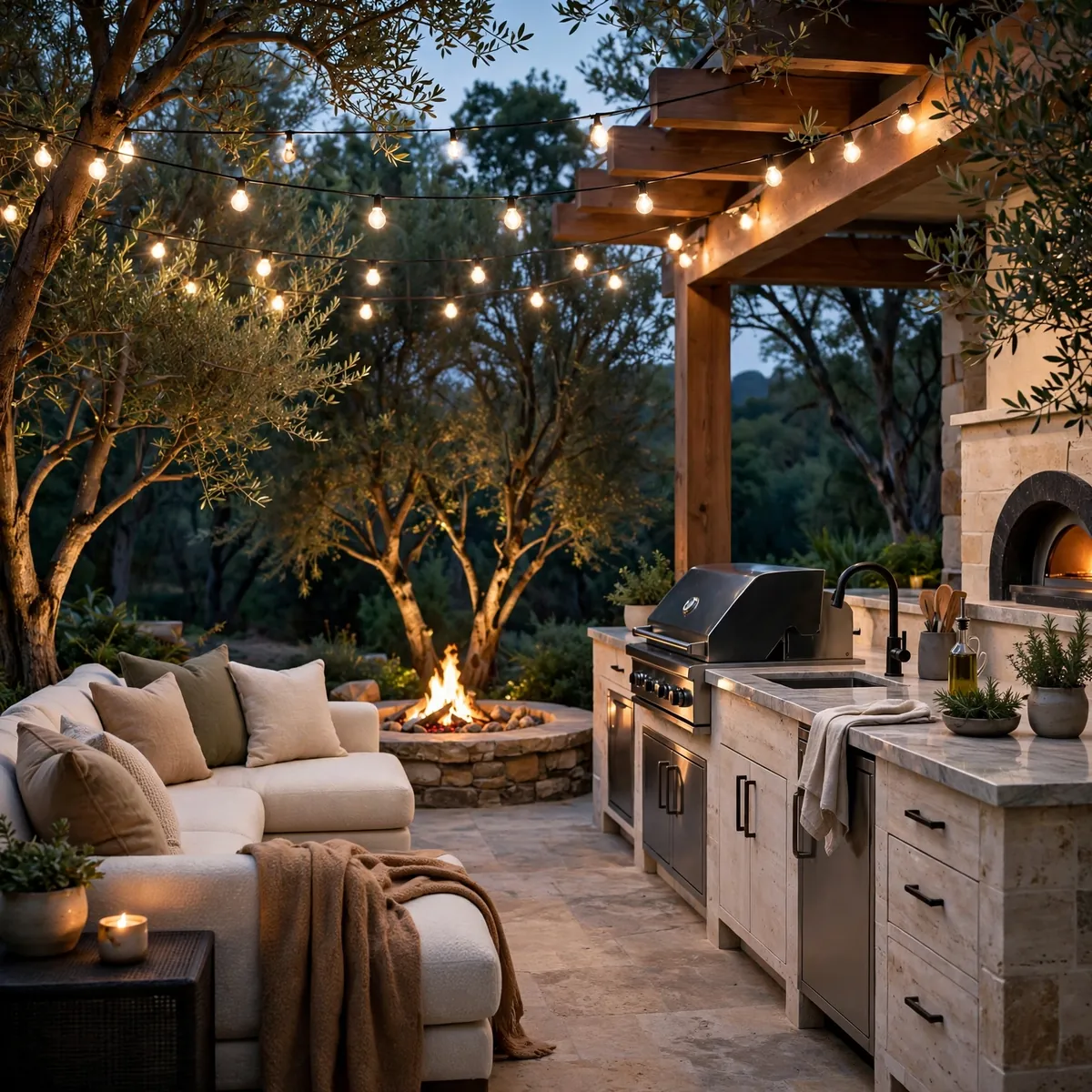 outdoor kitchen ideas: Raise a Pergola That Defines the Room