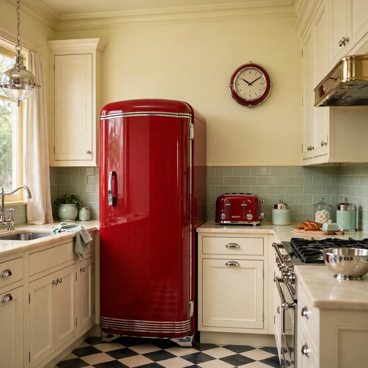 retro kitchen ideas: Let One Red Retro Fridge Steal the Show