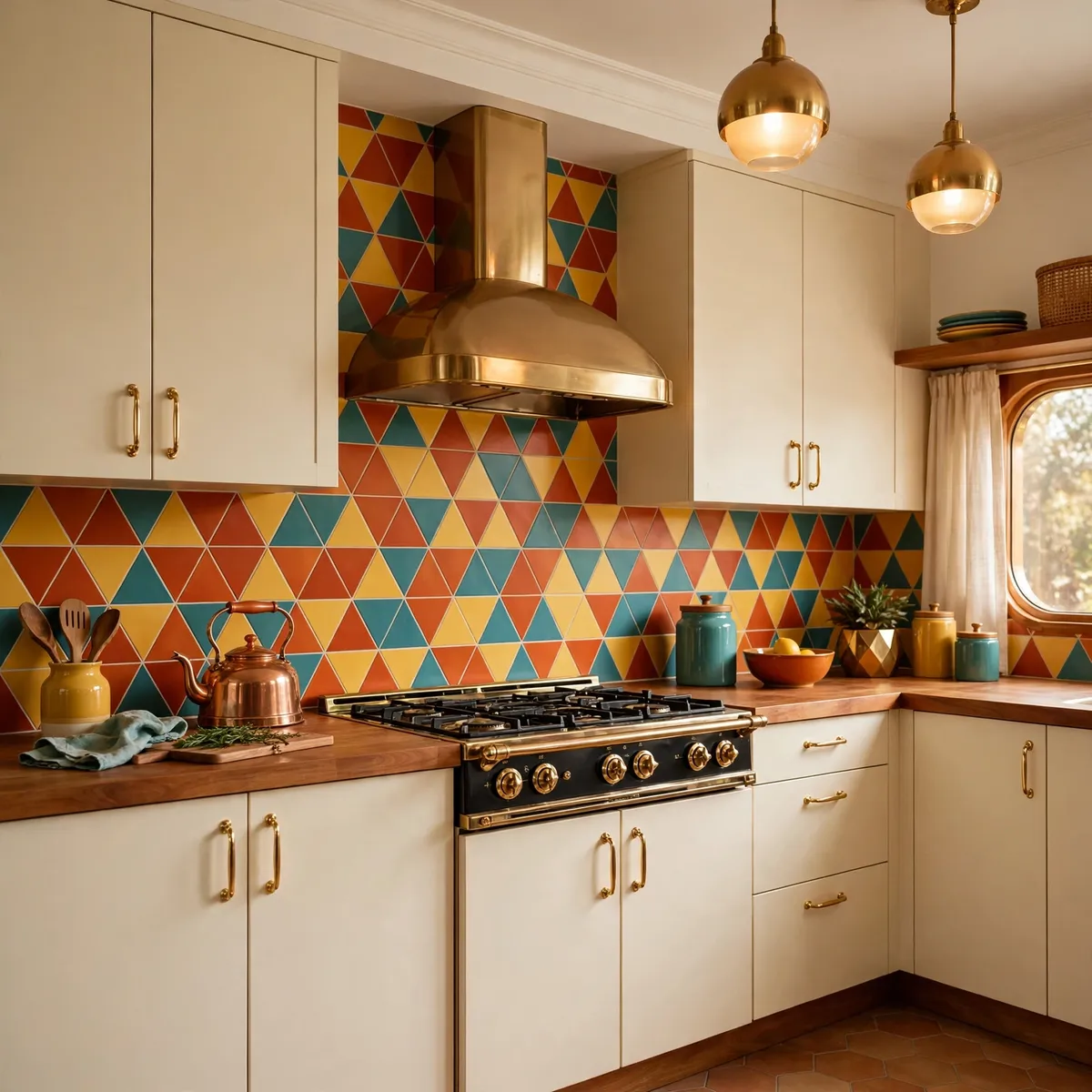 retro kitchen ideas: Go Bold With a Geometric Tile Throwback