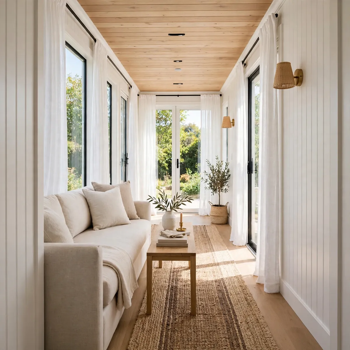 single wide trailer living room ideas: Line Up the Furniture to Open the Sightline