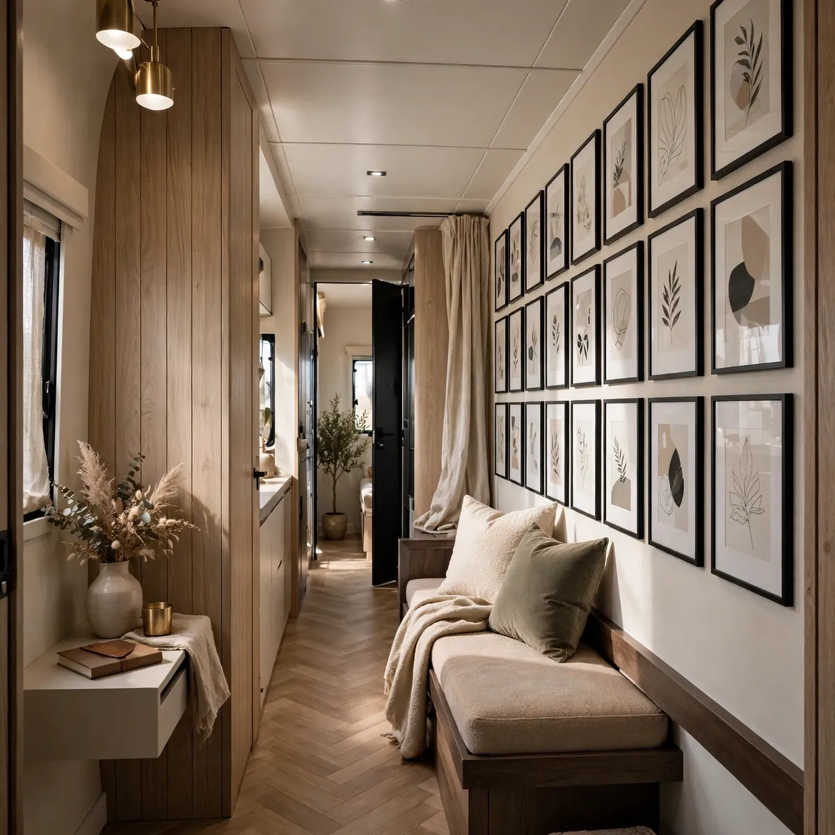 single wide trailer living room ideas: Create a Slim Gallery Wall