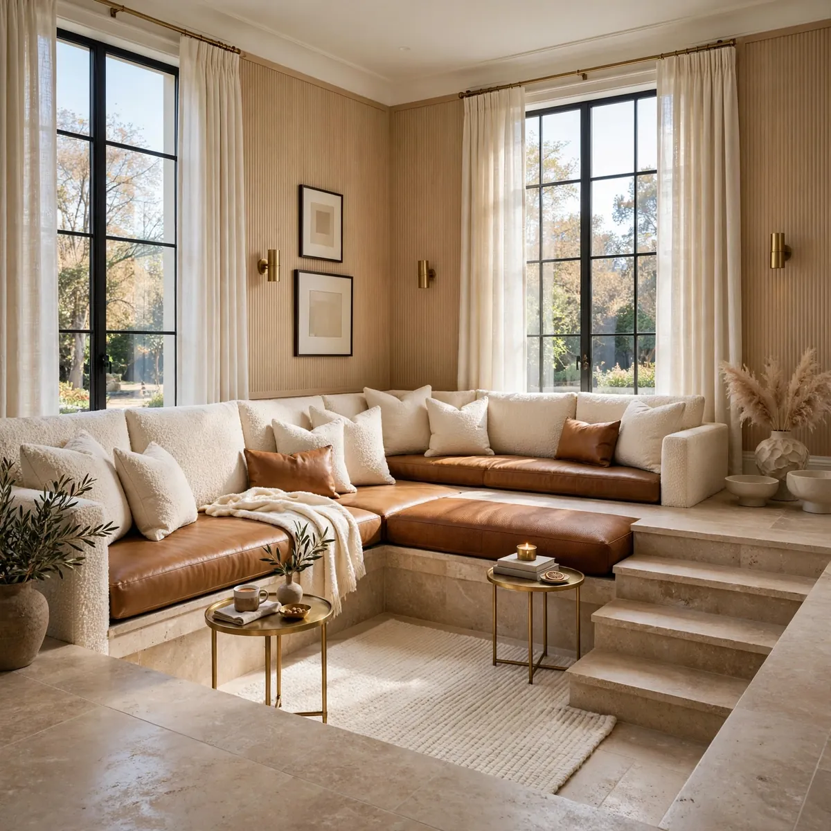 sunken living room dimensions: L-Shaped Pits That Hug the Corner
